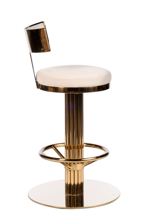 Linen Steel Counter Height Swivel Bar Chair - White / Gold