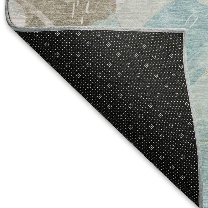 10' X 14' Floral Washable Area Rug With UV Protection (694412) - Teal / Ivory / Beige