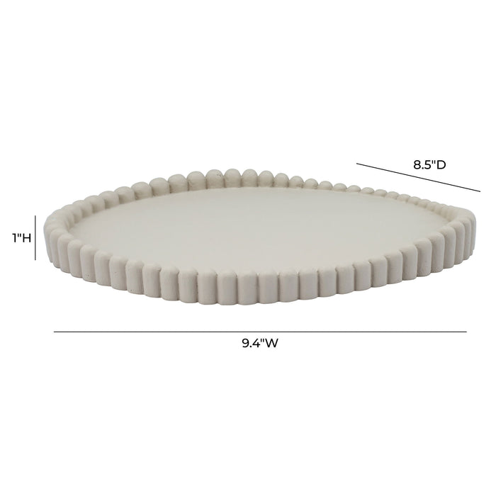 TOV Furniture Alna Catchall Tray in neutral tones, designed for organizing keys, coins, and small household items on a tabletop.