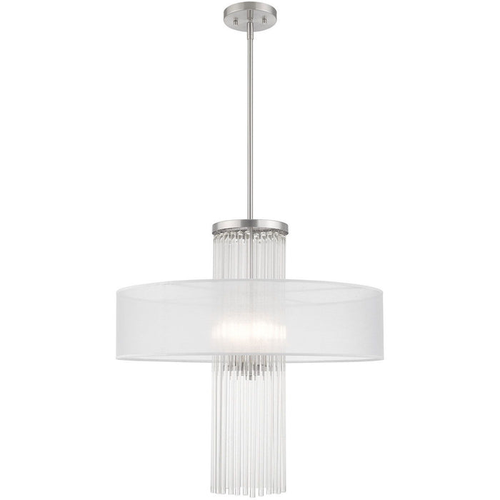 33" Four-Light Dimmable Chandelier With Shades - Nickel