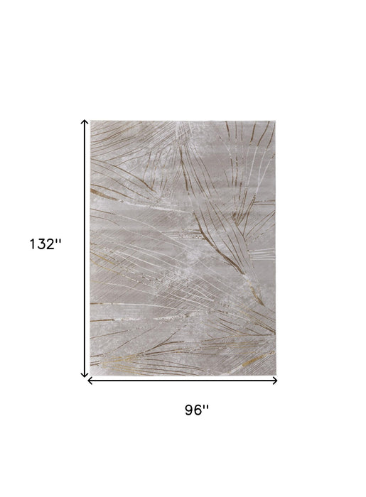 8' x 11' Abstract Power Loom Area Rug - Silver Brown And Taupe