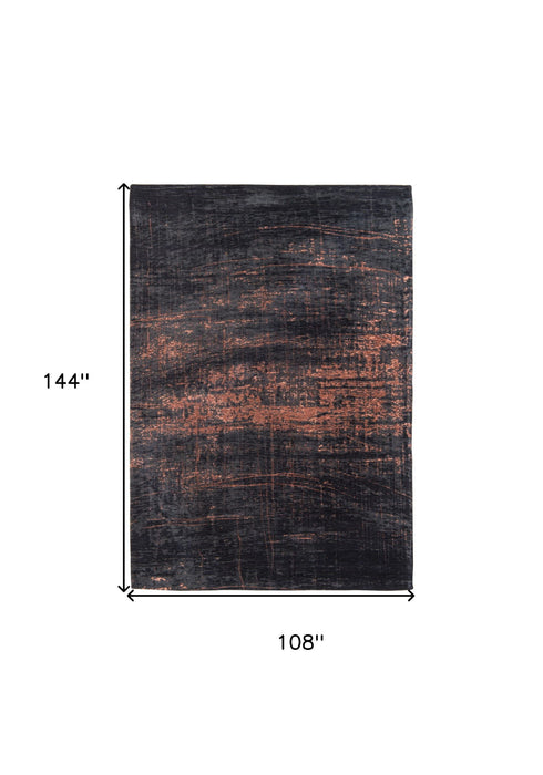9' x 12' Abstract Non Skid Area Rug - Black And Gold