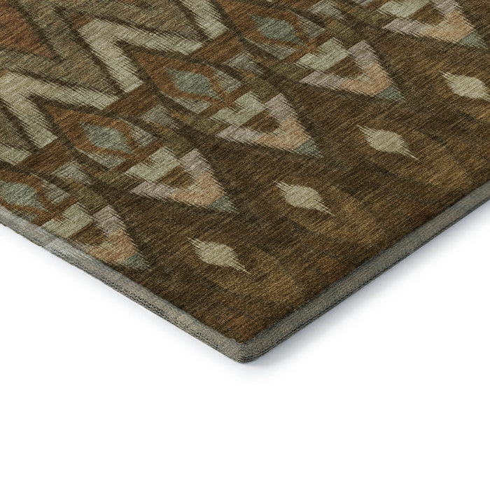 9' X 12' Southwestern Washable Area Rug With UV Protection (651898) - Brown / Sage / Beige