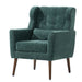 Giga modern upholstered accent armchair with soft padding, wooden legs, and pillow, ideal for living room or bedroom seating.
