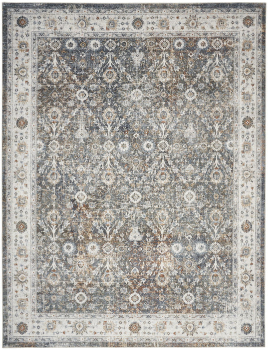 8' X 10' Floral Distressed Area Rug (556359) - Gray