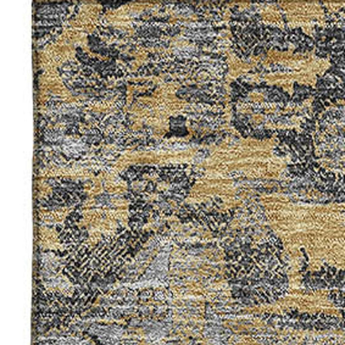 9' X 12' Floral Medallion Washable Area Rug With UV Protection - Gray