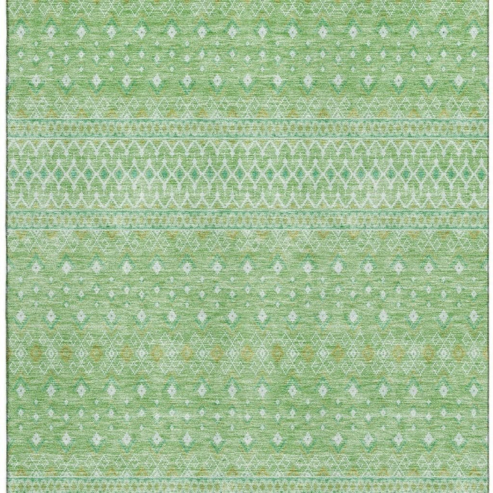 10' X 14' Tribal Washable Area Rug With UV Protection (657149) - Artichoke Green / Gold / Ivory