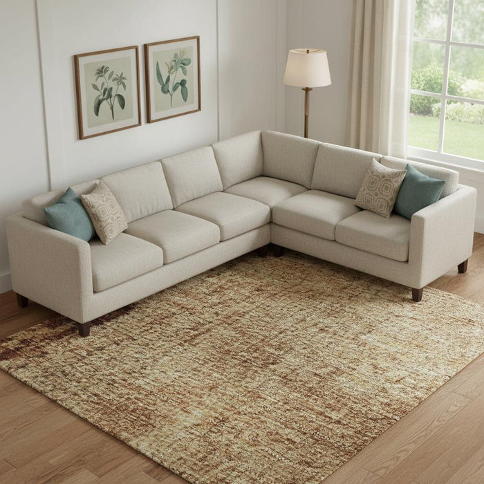 10' X 14' Abstract Washable Area Rug With UV Protection (707863) - Tan / Beige