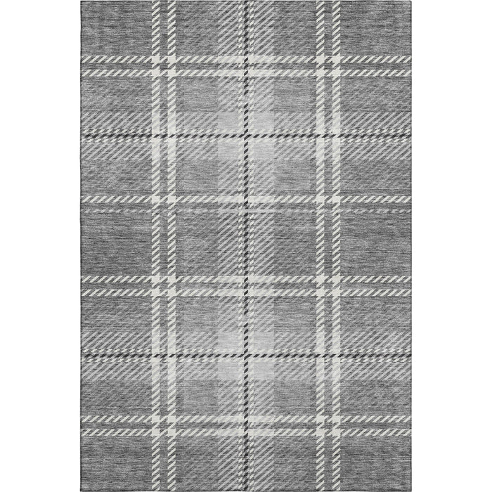 10' X 14' Plaid Washable Area Rug With UV Protection (674317) - Gray / Ivory