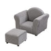 Gray kids velvet upholstered stationary chair with matching ottoman for comfortable seating, branded Giga.