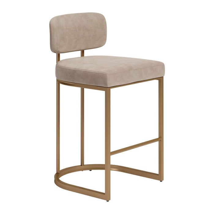 Low Back Bar Chairs Wood And Fabric (Set of 2) - Beige