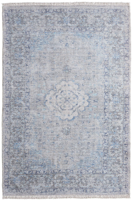 5' X 8' Bohemian Oriental Hand Woven Distressed Area Rug With Fringe - Gray