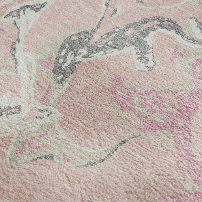 10' X 14' Abstract Washable Area Rug With UV Protection (681275) - Pink / Ivory / Gray