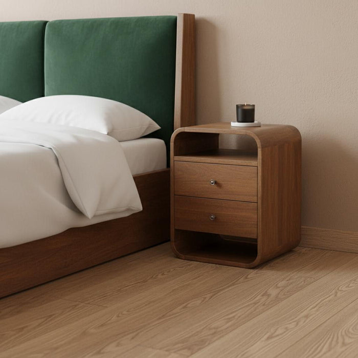 22" Wood Two Drawer Nightstand - Chestnut