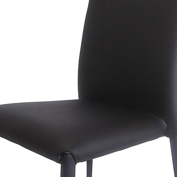Upholstered Faux Leather Dining Room Side Chairs (Set of 4) - Black