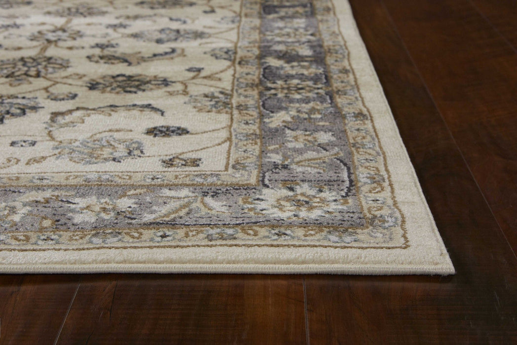 9' x 12' Bordered Floral Indoor Area Rug - Ivory Gray