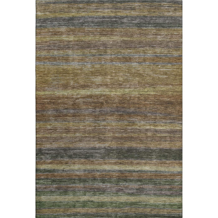 10' X 14' Striped Washable Area Rug With UV Protection (695672) - Brown / Gold / Gray