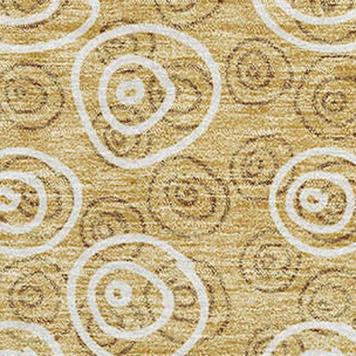 8' X 10' Polka Dot Washable Area Rug With UV Protection - Gold And Ivory