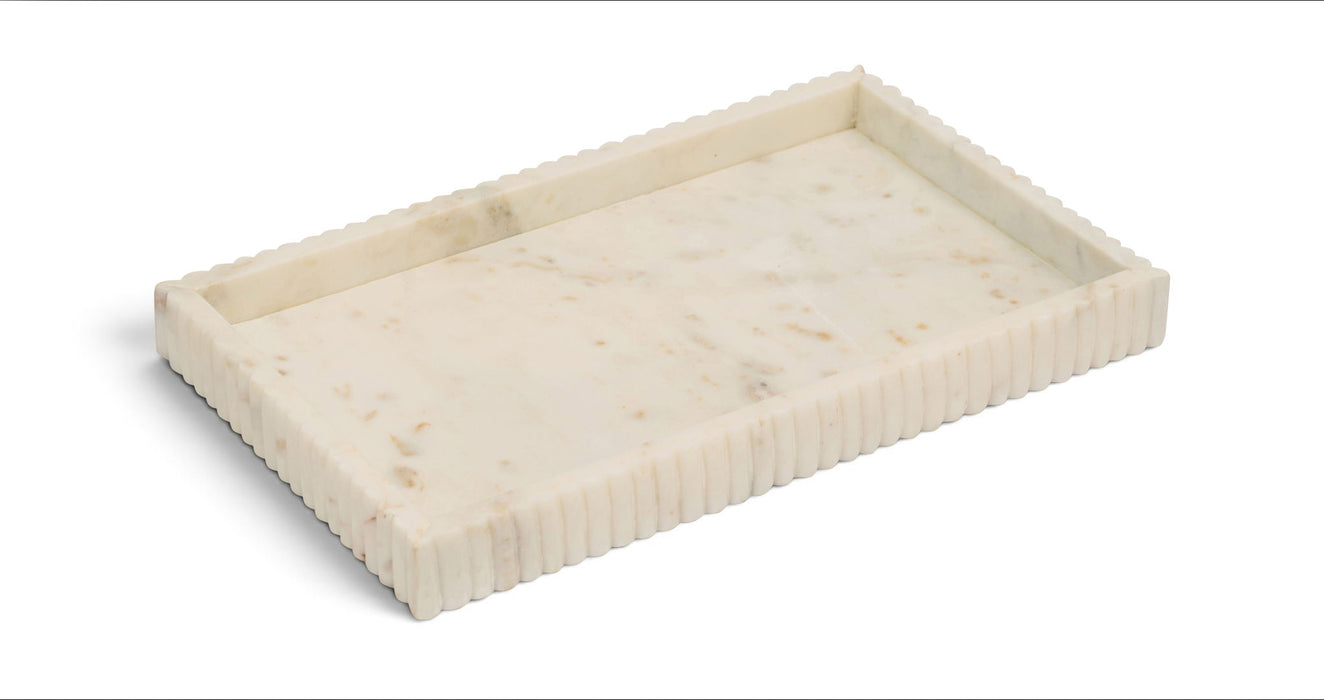 Meridian Furniture Hannah genuine marble tray with sleek rectangular design and polished surface, ideal for home decor or serving.