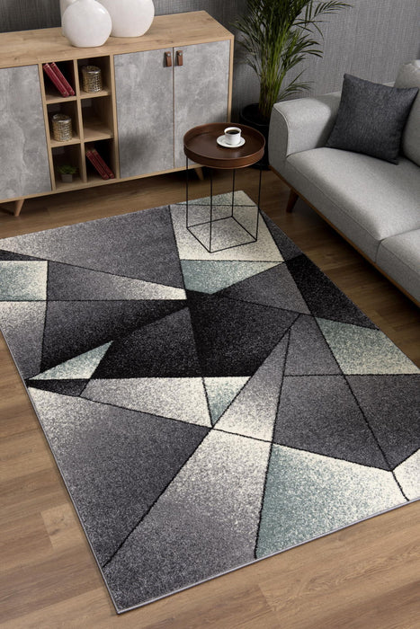 8' x 11' Geometric Area Rug - Gray Blue