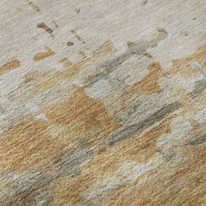 10' X 14' Abstract Washable Area Rug With UV Protection (715423) - Khaki / Beige