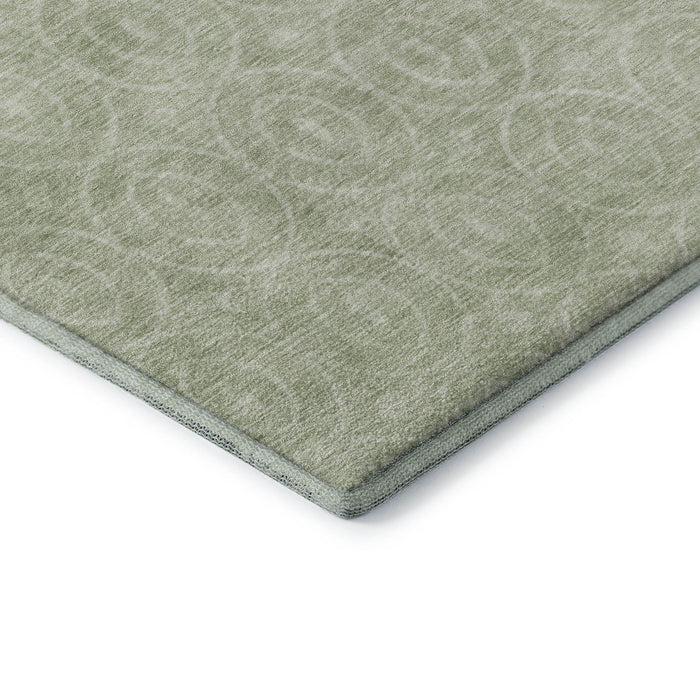 10' X 14' Geometric Washable Area Rug With UV Protection (691884) - Mint Green / Ivory