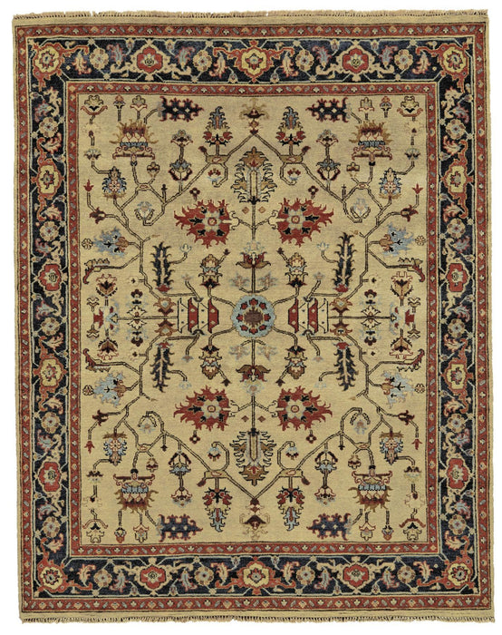 9' X 13' Wool Oriental Hand Knotted Area Rug (744382) - Tan / Red / Gold