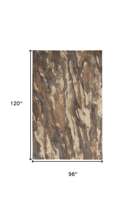 8' x 10' Wool Abstract Hand Tufted Area Rug - Green And Ivory