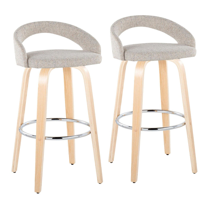 Grotto - Upholstered Fixed-Height Barstool (Set of 2) - Natural Wood