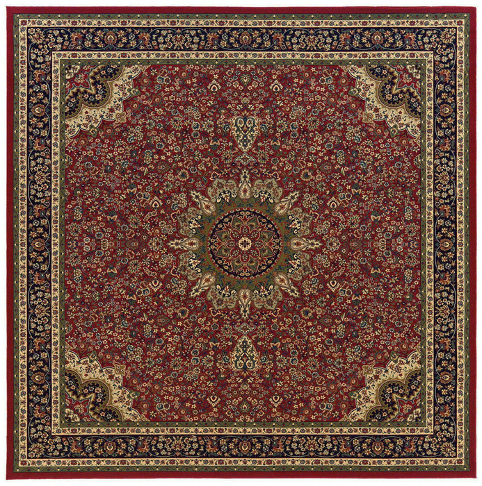 8' Oriental Square Rug - Red And Blue