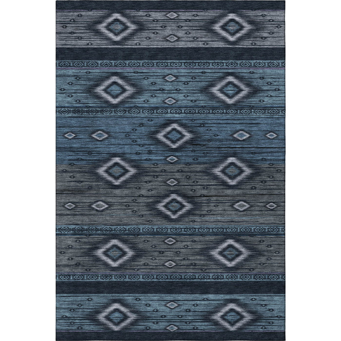 10' X 14' Tribal Washable Area Rug With UV Protection (708928) - Teal / Gray