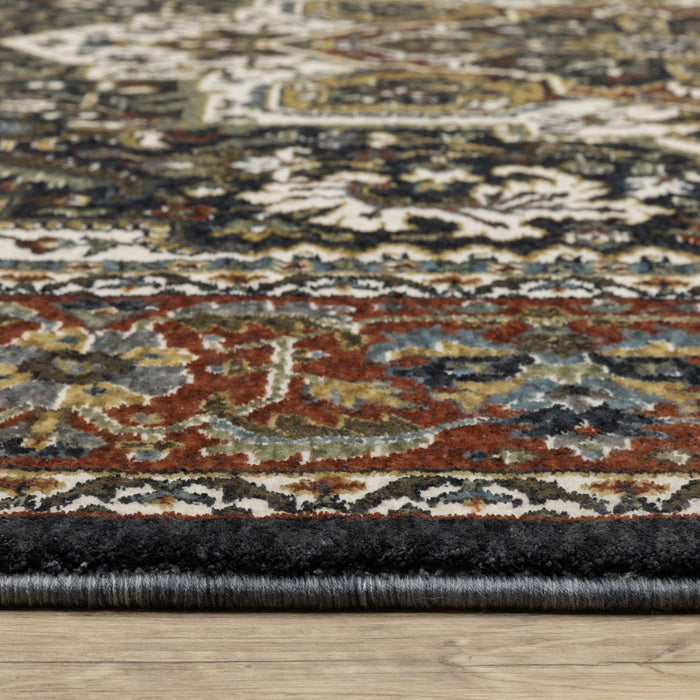 7' X 10' Medallion Area Rug With Fringe - Black