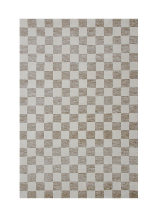 8' x 11' Checkered Power Loom Area Rug - Beige And Brown