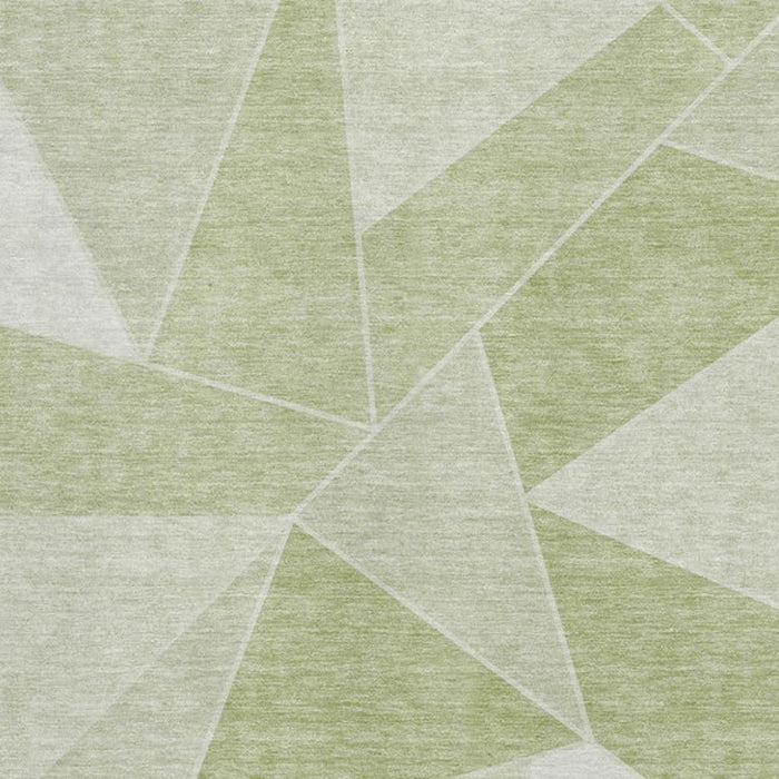9' X 12' Geometric Washable Area Rug With UV Protection (653277) - Artichoke Green / Ivory