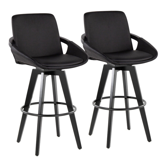 Cosmo - Fixed-Height Barstool (Set of 2) - Black Wood Base, Black Footrest