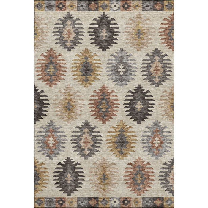 10' X 14' Southwestern Washable Area Rug With UV Protection (677603) - Beige / Copper / Gold