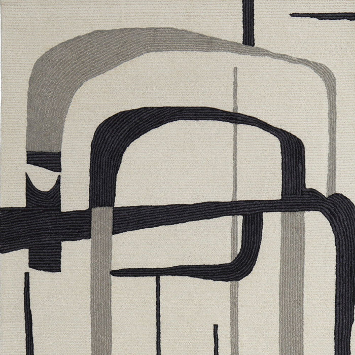 12' x 15' Wool Abstract Tufted Handmade Area Rug - Ivory Gray And Black