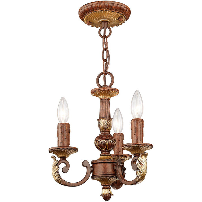 13" Three Light Metal Dimmable Chandelier With Shades - Bronze