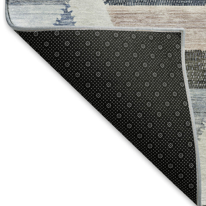 10' X 14' Geometric Washable Area Rug With UV Protection (692442) - Blue / Silver / Gray