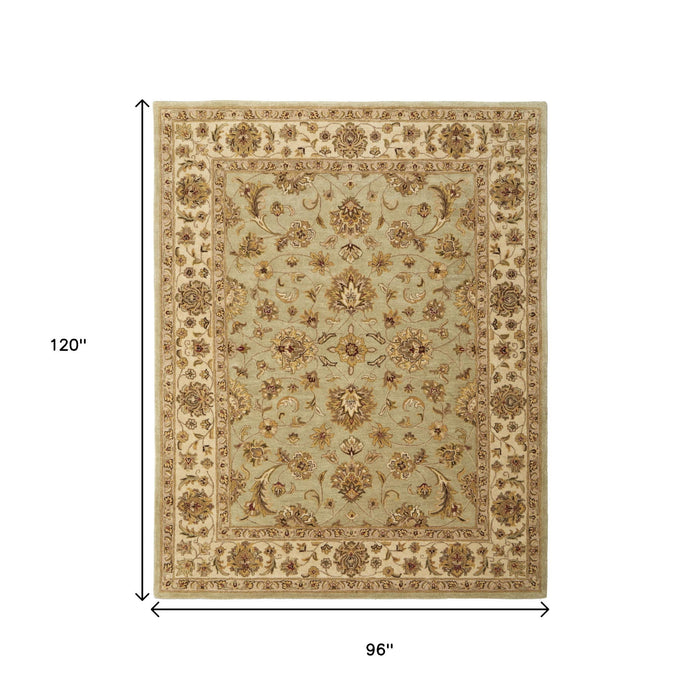 8' X 10' Traditional Oriental Hand Tufted Area Rug - Tan