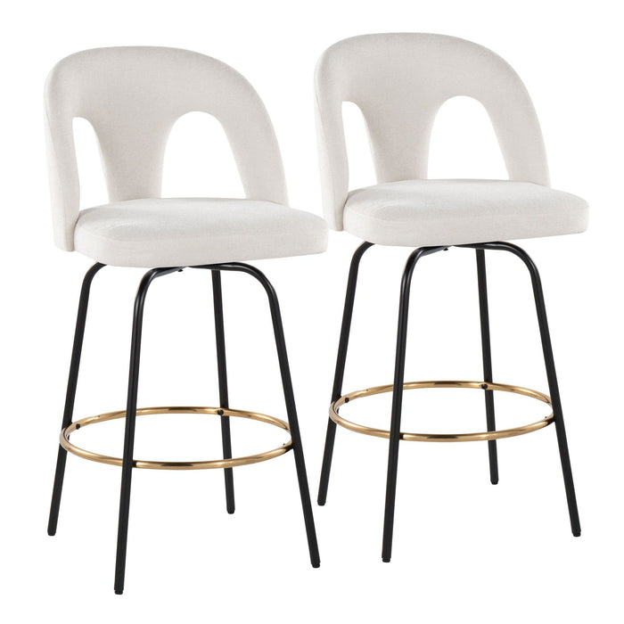 Ava - Upholstered Fixed-Height Barstool (Set of 2) - Black Base