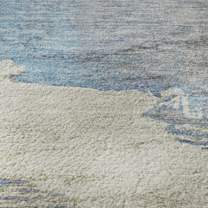 10' X 14' Abstract Washable Area Rug With UV Protection (706697) - Sky Blue / Gray / Ivory
