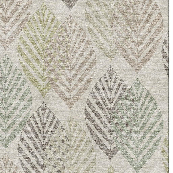 10' X 14' Transitional Floral Washable Area Rug With UV Protection - Beige