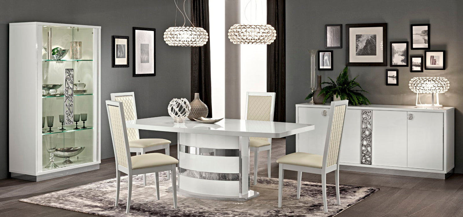 White ESF Roma 4-door buffet with sleek design and ample storage, featuring four spacious doors and modern style.