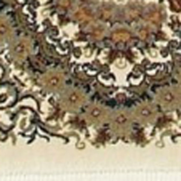 5' X 8' Medallion Area Rug With Fringe (574468) - Ivory / Black / Brown
