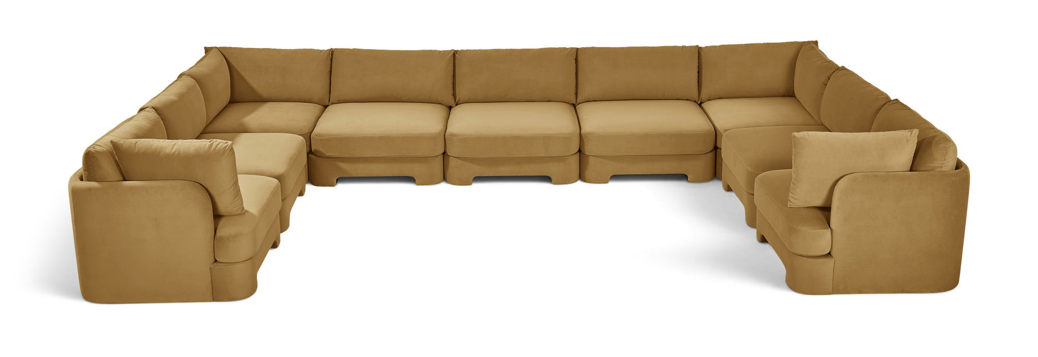 Meridian Furniture Hammond velvet performance fabric 9-piece sectional sofa with plush upholstery and modern design.