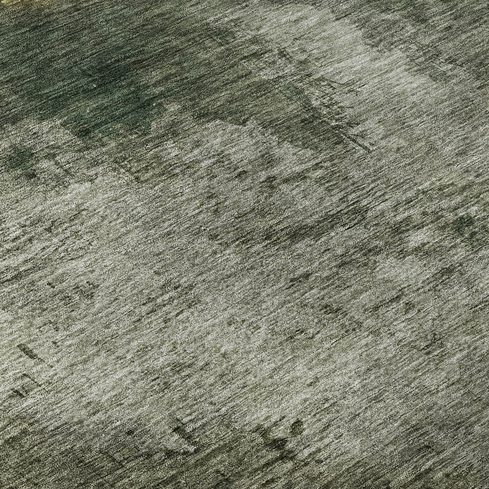10' X 14' Abstract Washable Area Rug With UV Protection (683572) - Fern Green / Gold