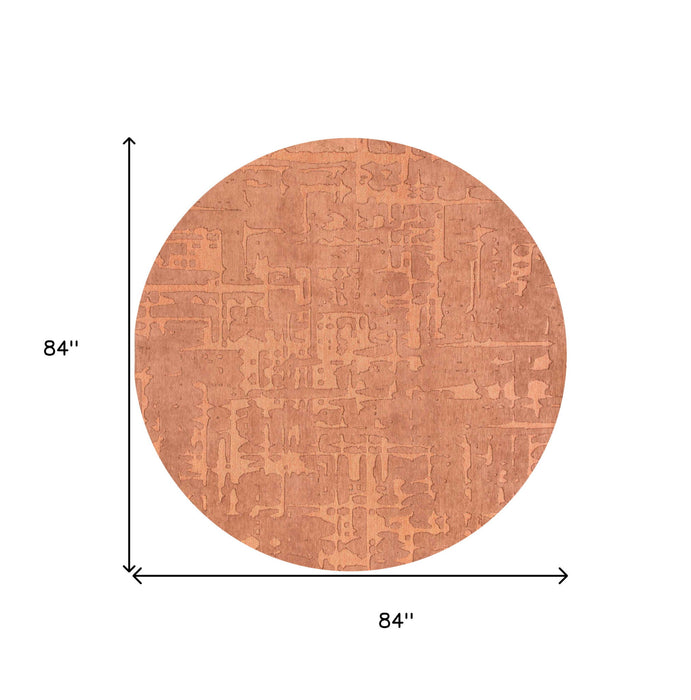 8' Round Abstract Non Skid Area Rug - Orange