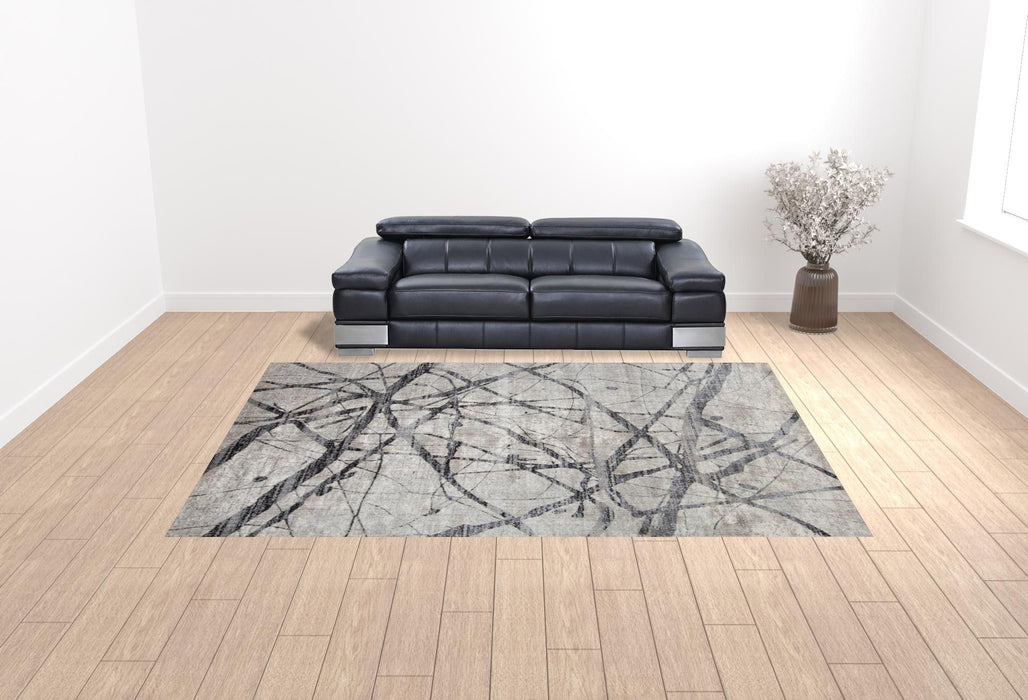 10' x 14' Abstract Stain Resistant Area Rug - Taupe Gray And Ivory