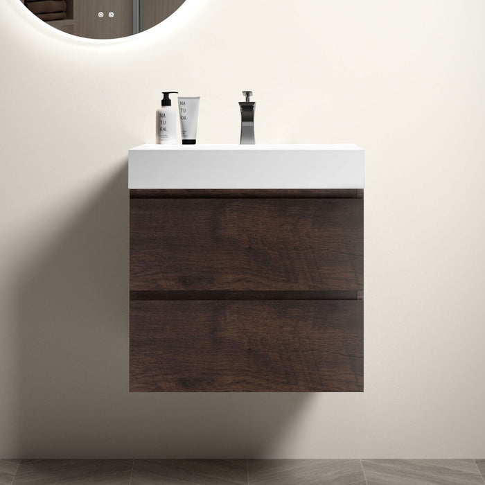 Giga Alice wall-mounted bathroom vanity with integrated sink, large storage, floating design, modern style, without drain and faucet.